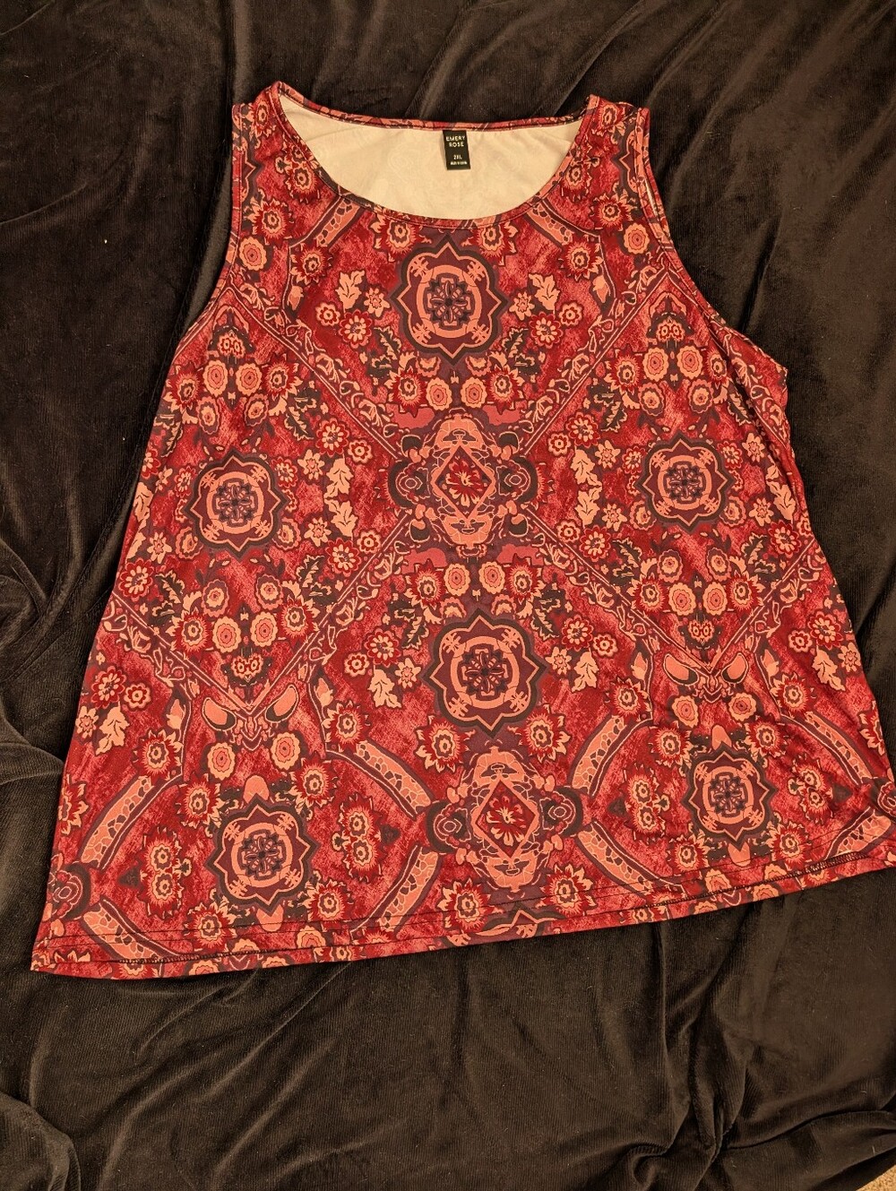 Sleeveless Red Paisley-Print Tank Top